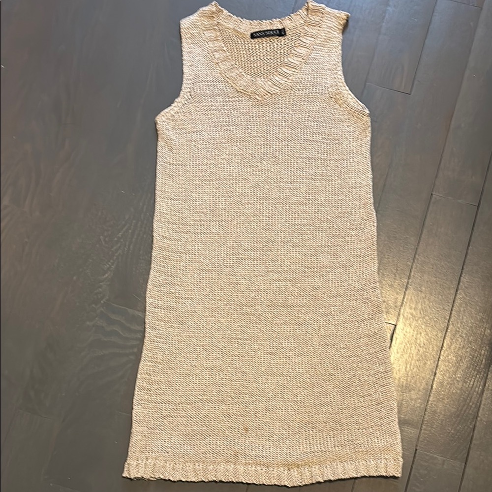 Sleeveless Knit Dress in Beige